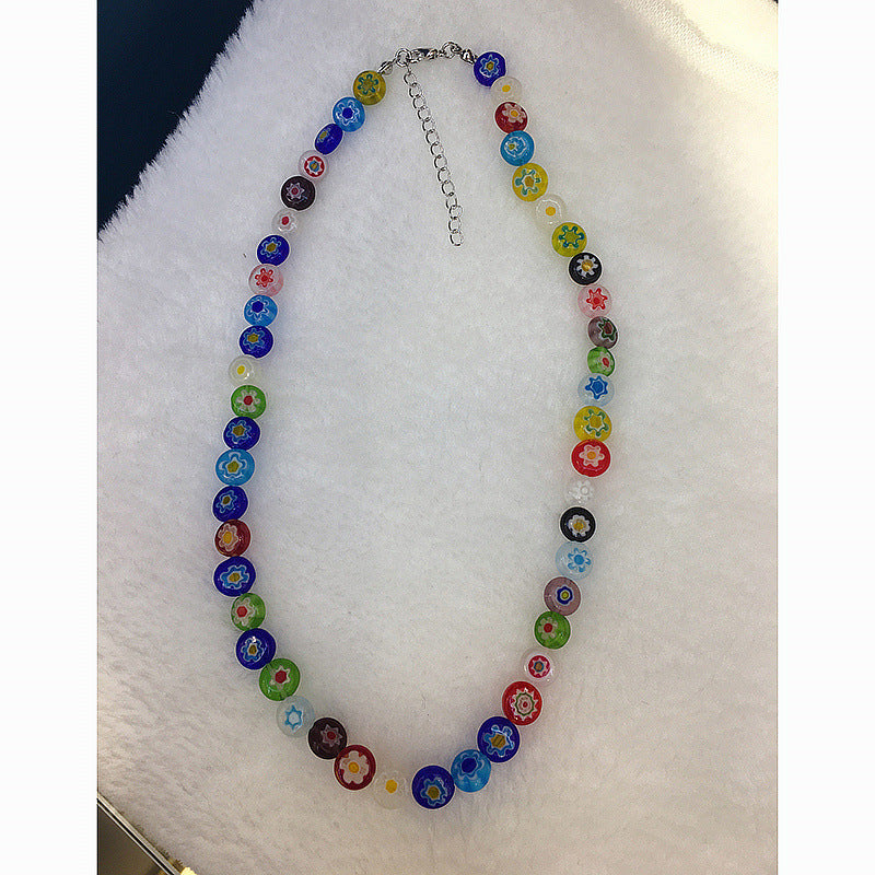 Wholesale colorful glass all-match Necklaces